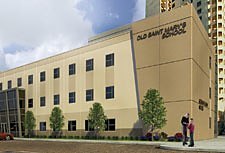 The architectural projection of the new Old St. Mary’s School in Chicago’s South Loop neighborhood.