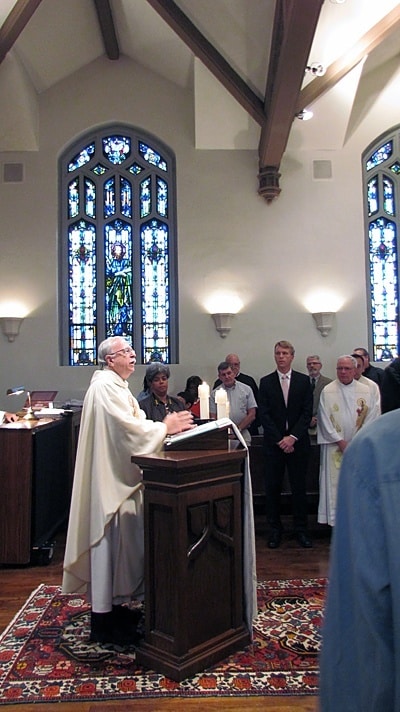 Paulist President Father Michael B. McGarry delivers the homily during the Mass where Jimmy Hsu, CSP, made his final promise with the Paulist Fathers Sept. 6 at St. Paul's College in Washington, D.C.