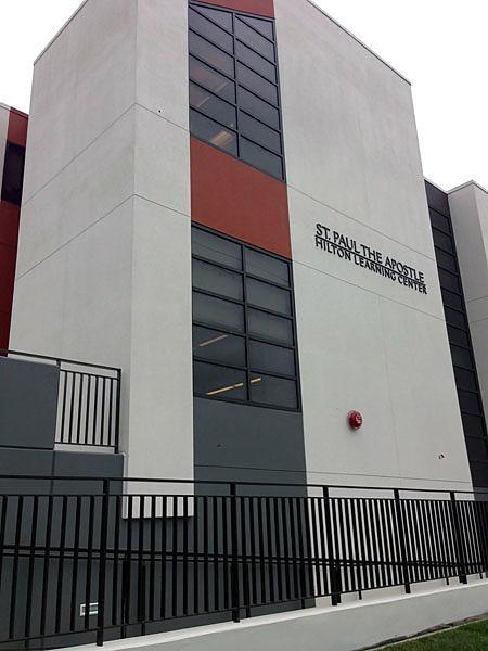 The outside of the newly dedicated Hilton Learning Center at St. Paul the Apostle School in Los Angeles.