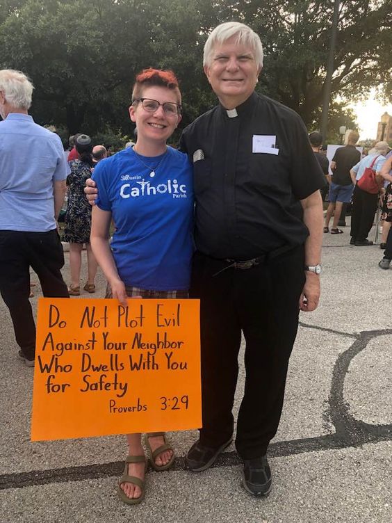 Paulist Fr. Bruce Nieli at the Lights for Liberty rally in Austin, TX, in July, 2019.